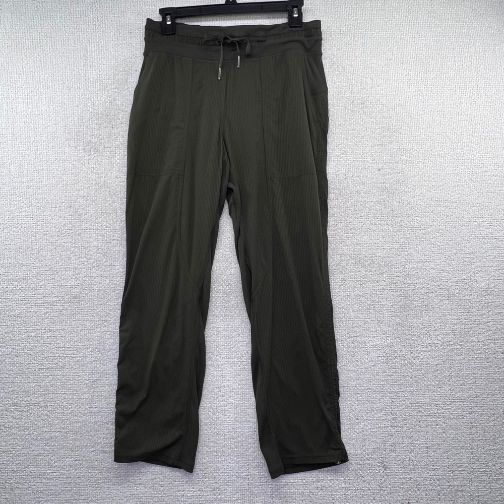 Lululemon Stretch‎ High-Rise 7/8 Pants Dark Olive Green Size 6 Drawstring